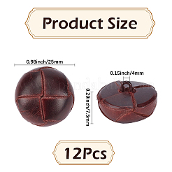 12Pcs 1-Hole Cowhide Shank Buttons&nbsp;BUTT-CL0001-06A