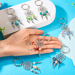 7Pcs Alloy & Synthetic Turquoise Keychain&nbsp;KEYC-TAC00049