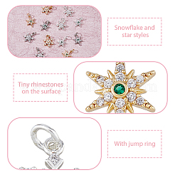 12Pcs 6 Style Rack Plating Brass Micro Pave Cubic Zirconia Pendants&nbsp;KK-FH0006-85