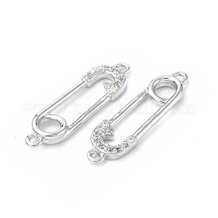 Eco-Friendly Rack Plating Brass Micro Pave Clear Cubic Zirconia Connector Charms&nbsp;KK-F845-04P