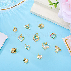 12Pcs 12 Styles Brass Micro Pave Cubic Zirconia Pendants&nbsp;KK-TA0002-31