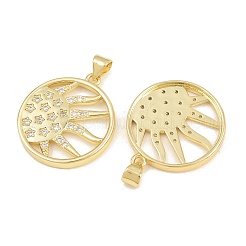 Brass Micro Pave Clear Cubic Zirconia Pendants&nbsp;CU-CBAFB88-06G