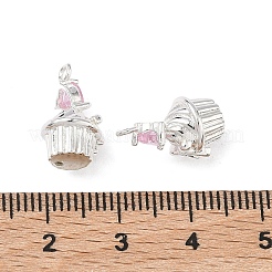 Brass Pave Cubic Zirconia Cupcake with Heart Charms&nbsp;KK-C155-16S-05