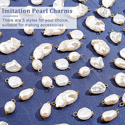 100Pcs 5 Style ABS Plastic Imitation Pearl Beads Pendant&nbsp;KY-AR0001-12