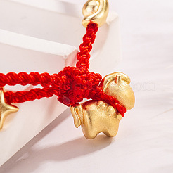 Brass Horse Charm Adjustable Braided Cotton Cord Bracelet for Women&nbsp;WG3613E-02