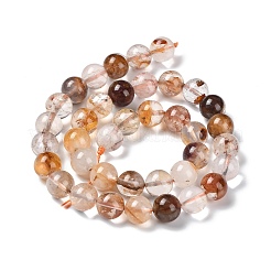 Natural Yellow Hematoid Quartz/Golden Healer Quartz Beads Strands&nbsp;G-P497-02C-02