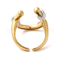 U-Shape Brass Open Cuff Rings for Women&nbsp;RJEW-B062-13GP
