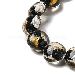 Handmade Gold Foil and Silver Foil Lampwork Flat Round Beads&nbsp;FOIL-C001-02H