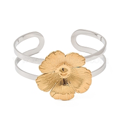 Two-Tone 304 Stainless Steel Cuff Bangles for Women&nbsp;BJEW-Z170-01GP-02