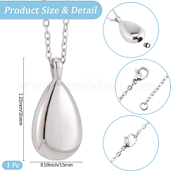 Teardrop 201 Stainless Steel Memorial Urn Ashes Pendant Necklaces&nbsp;DIY-CN0003-40P