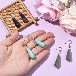 3 Pairs 3 Style Brass Teardrop Dangle Earrings&nbsp;EJEW-YW0001-11A