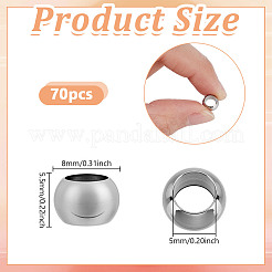70Pcs 303 Stainless Steel European Beads&nbsp;STAS-NB0001-96A