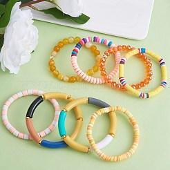 8Pcs 6 Style Synthetic Imperial Jasper & GLass Beaded Stretch Bracelets Set&nbsp;BJEW-SW00086-02
