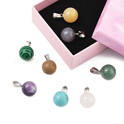 DIY Natural & Synthetic Gemstone Round Pendant & Waxed Cord Pendant Necklace Making Kits&nbsp;DIY-FS0008-47