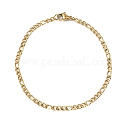 Unisex 304 Stainless Steel Figaro Chains Bracelets&nbsp;STAS-O036-23G-01