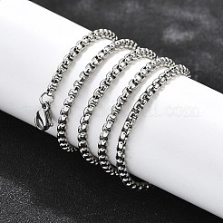 Non-Tarnish 304 Stainless Steel Box Chain Necklaces&nbsp;NJEW-O110-05I-P