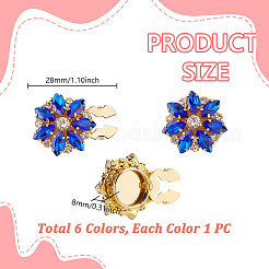 6Pcs Brass Glass Rhinestones Cufflinks&nbsp;HJEW-GA00045