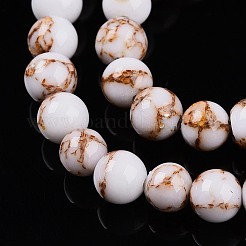Synthetic Gold Line Turquoise Beads Strands&nbsp;G-A255-A03-04C