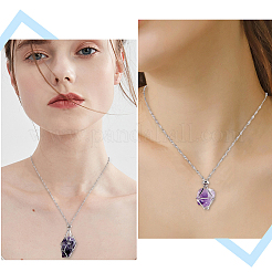 3Pcs 3 Styles 304 Stainless Steel Cuboid Link Chain Macrame Pouch Empty Stone Holder Necklace Making&nbsp;NJEW-BBC0001-41P