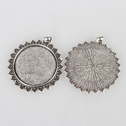 Tibetan Style Alloy Pendant Cabochon Settings&nbsp;TIBEP-N003-62AS
