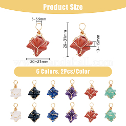 12Pcs 6 Styles Natural Mixed Gemstone Copper Wire Wrapped Pendants&nbsp;G-DC0001-29