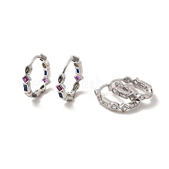 Brass Micro Pave Cubic Zirconia Hoop Earrings&nbsp;EJEW-P322-02P