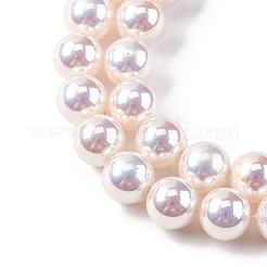 UV Plating Pearlized Glass Pearl Beads Strands&nbsp;GLAA-F128-01B-T02