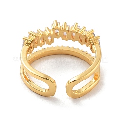 Brass with Cubic Zirconia Open Cuff Rings&nbsp;LS-RJEW-B053-03