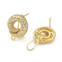 Twist Donut Brass Micro Pave Cubic Zirconia Stud Earrings Finding&nbsp;KK-E083-02G