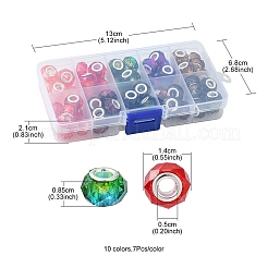 70Pcs 10 Colors Transparent Resin European Beads&nbsp;RPDL-YW0001-05