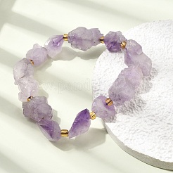 Raw Rough Natural Amethyst Nuggets Beaded Stretch Bracelets for Women&nbsp;GG-CBA2C9C-03
