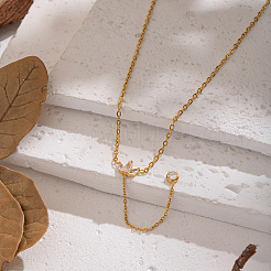 White zircon tassel Y pendant necklace stainless steel vacuum plating collar chain jewelry&nbsp;ZN1506