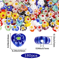 180pcs Handmade Millefiori Glass Beads&nbsp;LAMP-PA0001-67B