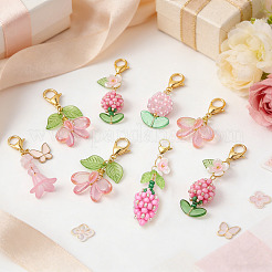 15Pcs 6 Styles Glass & Seed Beads Pendant Decorations&nbsp;HJEW-SZ00135