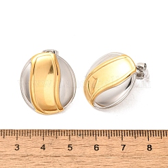 304 Stainless Steel Two Tone Stud Earrings&nbsp;EJEW-F355-04GP-07