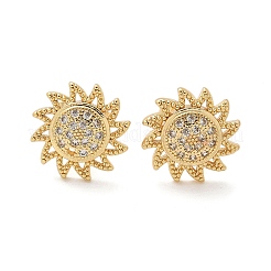 Brass Micro Pave Clear Cubic Zirconia Stud Earrings&nbsp;EJEW-D305-08G