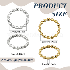 4Pcs 2 Colors 304 Stainless Steel Finger Rings for Women&nbsp;RJEW-HY0001-29
