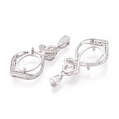 925 Sterling Silver Micro Pave Cubic Zirconia Pendants Claw Cabochon Settings&nbsp;STER-N016-49P
