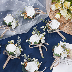 12Pcs Silk Cloth Rose Flower Boutonniere Brooch&nbsp;AJEW-GO0004-28