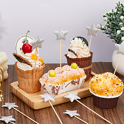 80Pcs Star Cloth Cake Insert Card Decoration&nbsp;AJEW-DC0003-54A