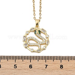 Brass Micro Pave Clear Cubic Zirconia Ring with Snake Pendants Necklaces&nbsp;NJEW-K280-03A-G