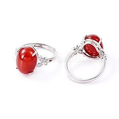 Adjustable Platinum Plated Brass Finger Rings&nbsp;RJEW-L096-09A