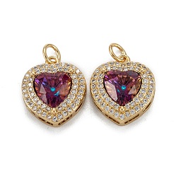 Brass Micro Pave Cubic Zirconia Pendants&nbsp;KK-G404-A-01H-G