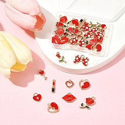 40Pcs 10 Styles Valentine's Day Alloy with Enamel Pendants&nbsp;ENAM-FS0002-39