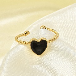 304 Stainless Steel Enamel Cuff Rings for Women&nbsp;RJEW-G338-04G-02