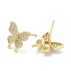 Rack Plating Brass Micro Pave Clear Cubic Zirconia Stud Earrings for Women&nbsp;EJEW-M260-13G-B