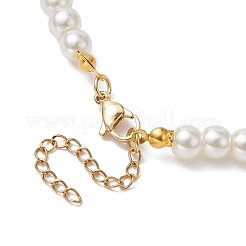 White Glass Pearl Beaded Necklaces&nbsp;NJEW-JN04652-02