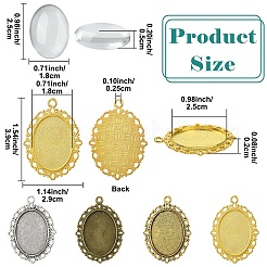 20Pcs 4 Styles Oval Tibetan Style Alloy Pendant Cabochon Settings&nbsp;TIBEP-YW0012-44