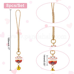 1 Set Japanese Style Enamel Lucky Cat Brass Bell Decoration Phone Charms Strap&nbsp;KEYC-PH0001-89