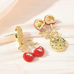 Brass Micro Pave Cubic Zirconia Dangle Stud Earrings for Women&nbsp;EJEW-A167-01G